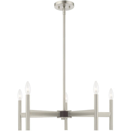 Five Light Dimmable Chandelier With Shades HomeRoots