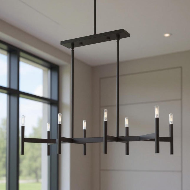 Bronze Eight Light Dimmable Chandelier With Shades HomeRoots