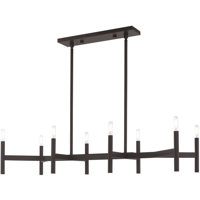 Bronze Eight Light Metal Dimmable Chandelier With Shades HomeRoots