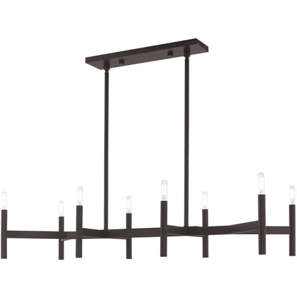 Bronze Eight Light Metal Dimmable Chandelier With Shades