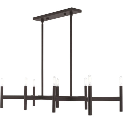 Bronze Eight Light Metal Dimmable Chandelier With Shades