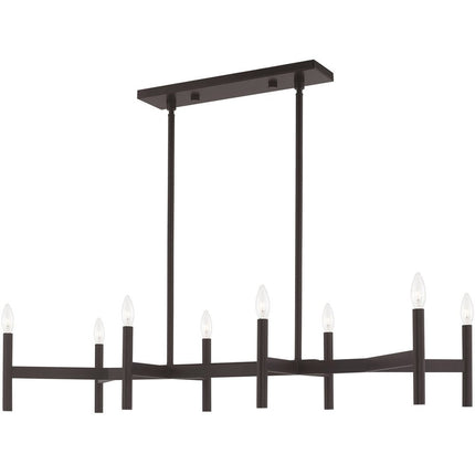 Bronze Eight Light Metal Dimmable Chandelier With Shades