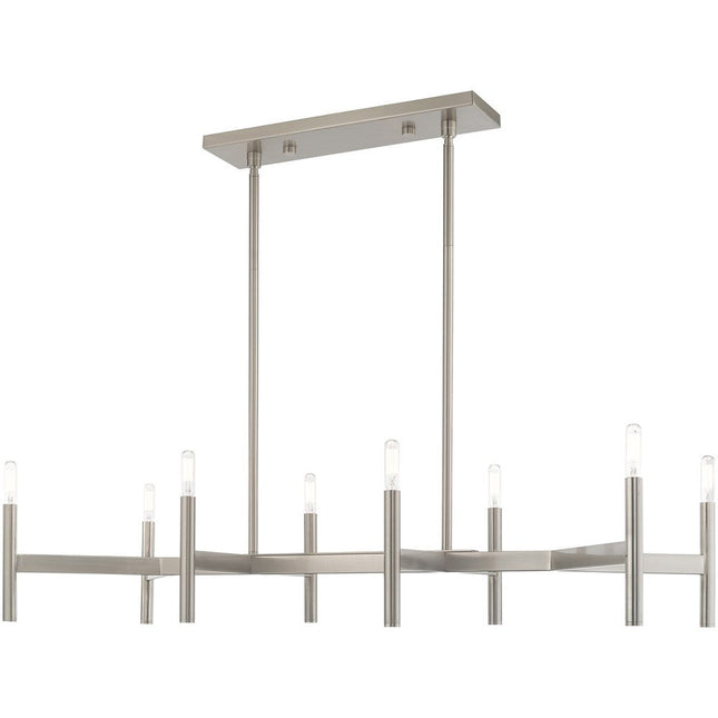 Nickel Eight Light Metal Dimmable Chandelier With Shades HomeRoots