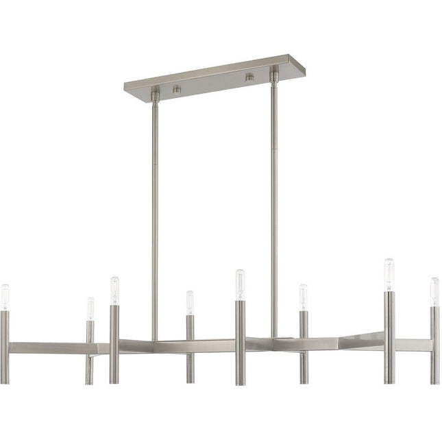 Nickel Eight Light Metal Dimmable Chandelier With Shades HomeRoots