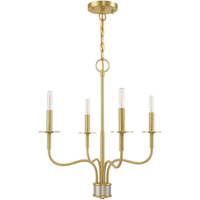 Brass Four Light Metal Dimmable Chandelier With Shades HomeRoots