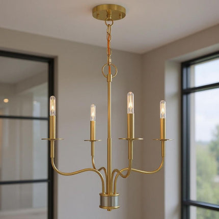 Four Light Dimmable Chandelier With Shades HomeRoots