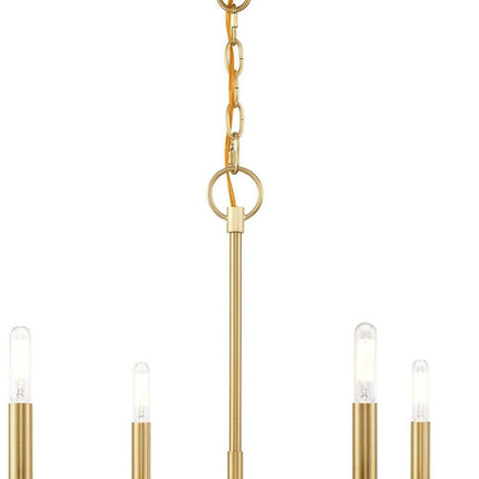 Brass Six Light Metal Dimmable Chandelier With Shades