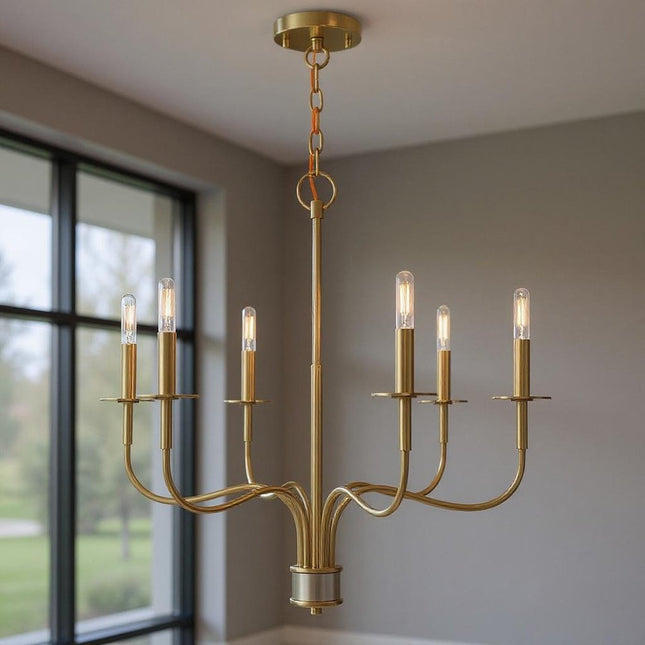 Six Light Dimmable Chandelier With Shades HomeRoots