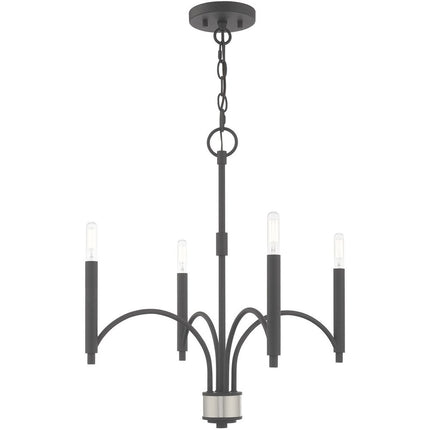 Gray Four Light Metal Dimmable Chandelier With Shades