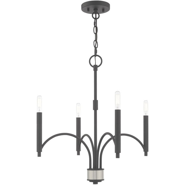 Gray Four Light Metal Dimmable Chandelier With Shades
