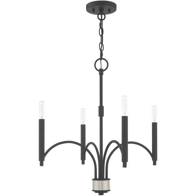 Gray Four Light Metal Dimmable Chandelier With Shades