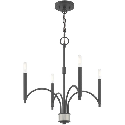 Gray Four Light Metal Dimmable Chandelier With Shades