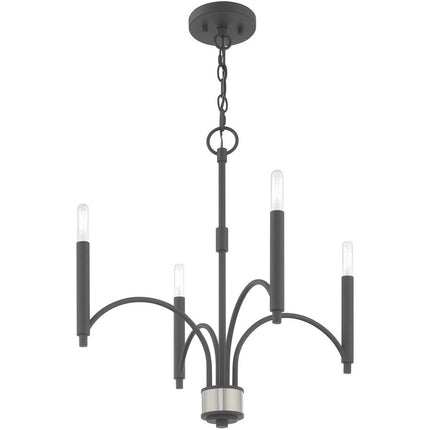 Gray Four Light Metal Dimmable Chandelier With Shades