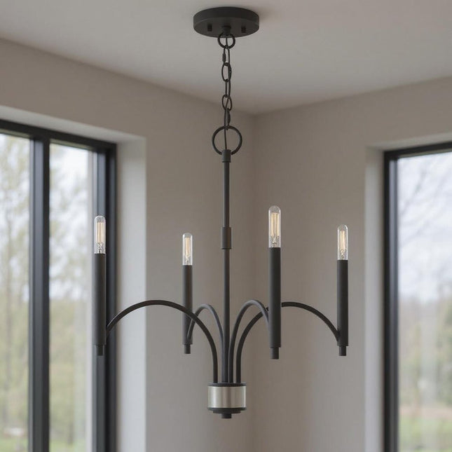 Four Light Dimmable Chandelier With Shades HomeRoots