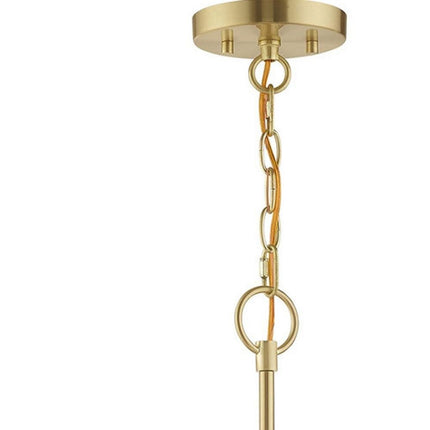 Brass Six Light Metal Dimmable Chandelier With Shades