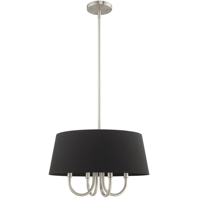 Nickel Four Light Metal Dimmable Chandelier With Shades HomeRoots
