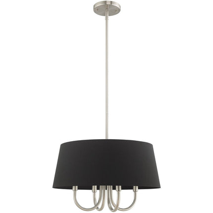 Nickel Four Light Metal Dimmable Chandelier With Shades