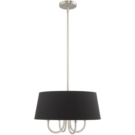 Nickel Four Light Metal Dimmable Chandelier With Shades