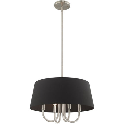 Nickel Four Light Metal Dimmable Chandelier With Shades