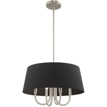 Nickel Four Light Metal Dimmable Chandelier With Shades