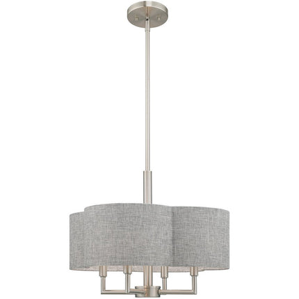 Nickel Four Light Metal Dimmable Chandelier With Shades