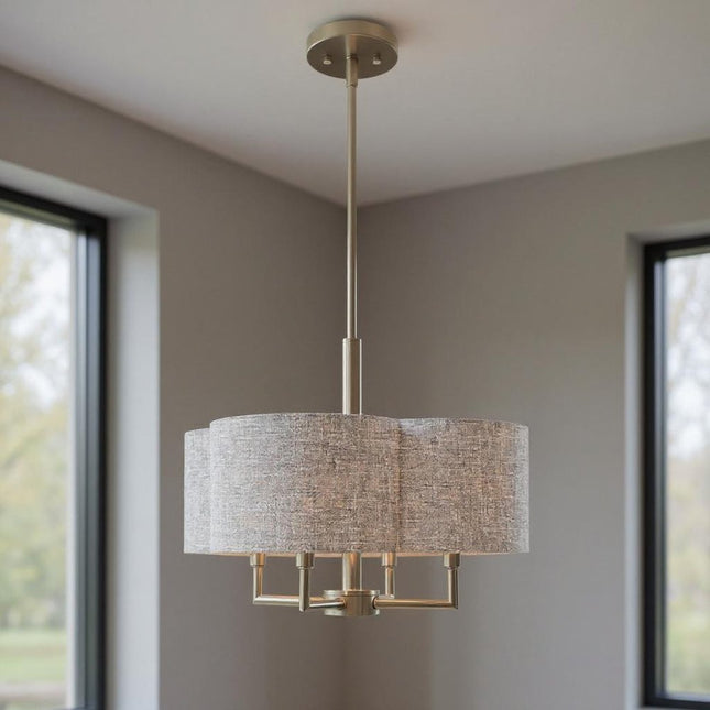 Four Light Dimmable Chandelier With Shades HomeRoots