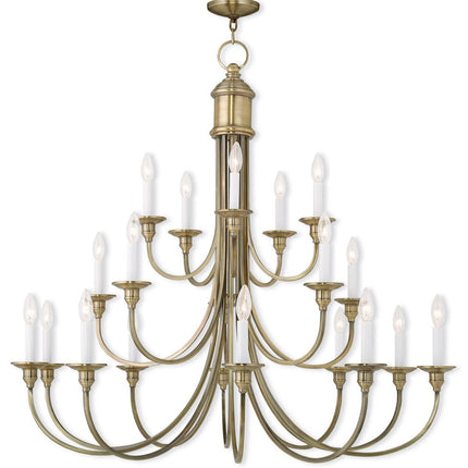 Antiqued Brass Multi Light Metal Dimmable Chandelier With Shades