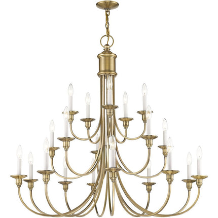 Antiqued Brass Multi Light Metal Dimmable Chandelier With Shades