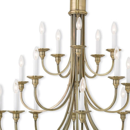 Antiqued Brass Multi Light Metal Dimmable Chandelier With Shades