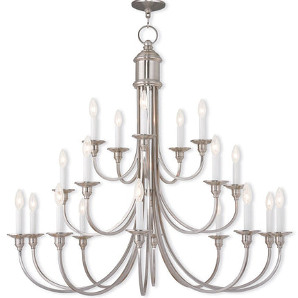 Nickel Multi Light Metal Dimmable Chandelier With Shades