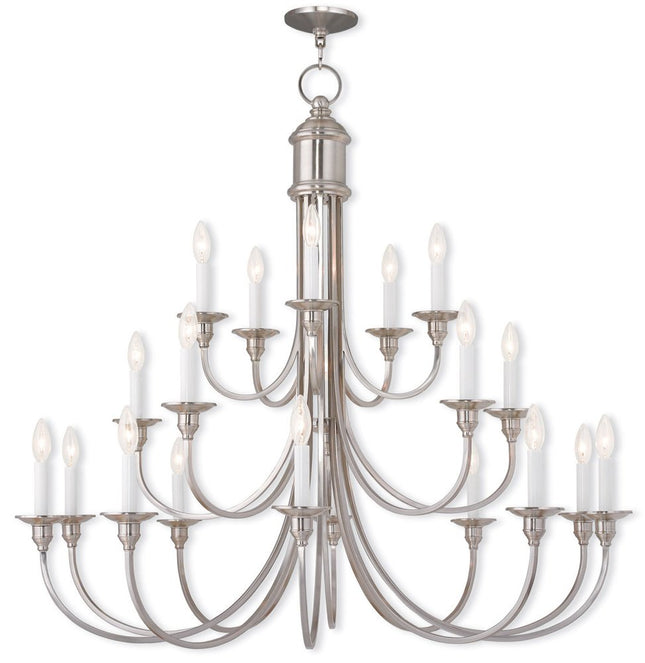 Nickel Multi Light Metal Dimmable Chandelier With Shades HomeRoots