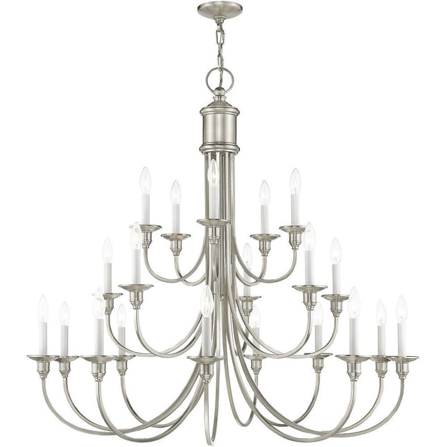 Nickel Multi Light Metal Dimmable Chandelier With Shades HomeRoots
