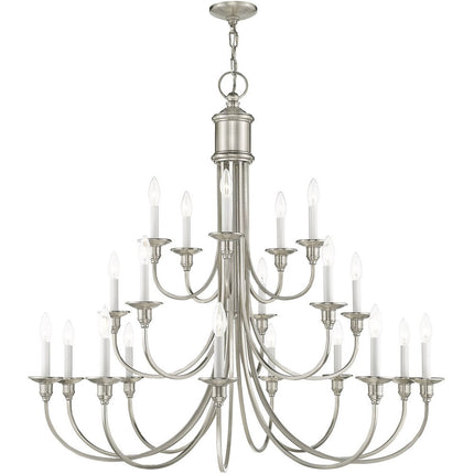 Nickel Multi Light Metal Dimmable Chandelier With Shades