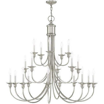 Nickel Multi Light Metal Dimmable Chandelier With Shades