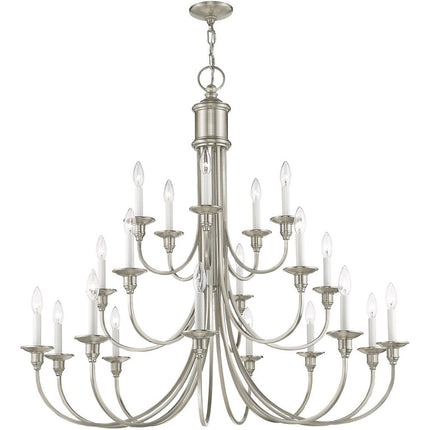 Nickel Multi Light Metal Dimmable Chandelier With Shades