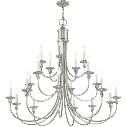 Nickel Multi Light Metal Dimmable Chandelier With Shades