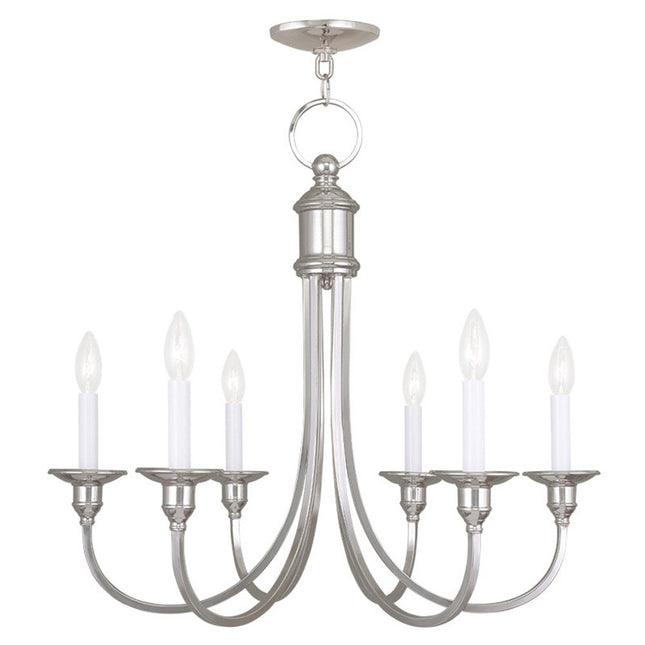 Nickel Six Light Metal Dimmable Chandelier With Shades HomeRoots