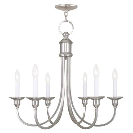 Nickel Six Light Metal Dimmable Chandelier With Shades HomeRoots