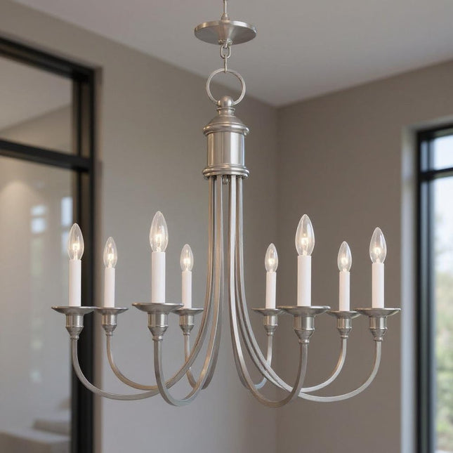 Eight Light Dimmable Chandelier With Shades HomeRoots