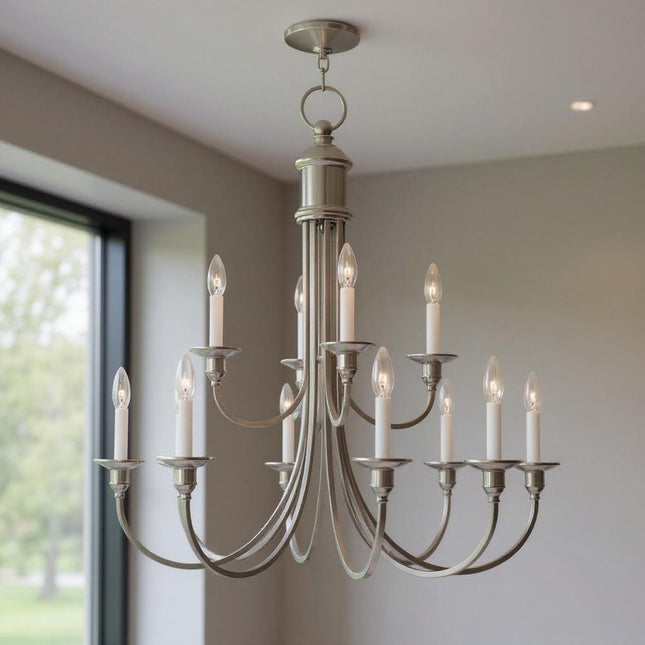 Twelve Light Dimmable Chandelier With Shades HomeRoots
