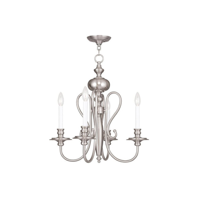 Nickel Four Light Metal Dimmable Chandelier With Shades HomeRoots