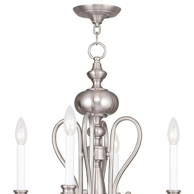 Nickel Four Light Metal Dimmable Chandelier With Shades HomeRoots