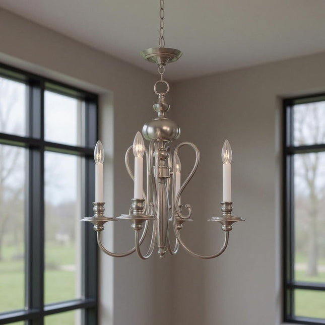 Four Light Dimmable Chandelier With Shades HomeRoots