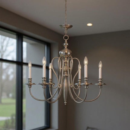 Six Light Dimmable Chandelier With Shades HomeRoots