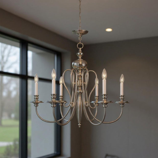 Six Light Dimmable Chandelier With Shades HomeRoots