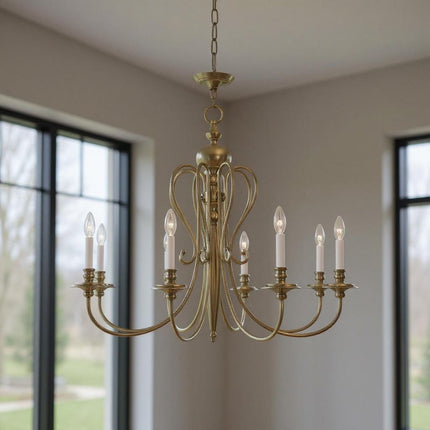Eight Light Dimmable Chandelier With Shades HomeRoots