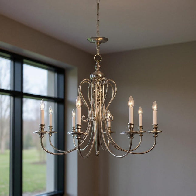Eight Light Dimmable Chandelier With Shades HomeRoots