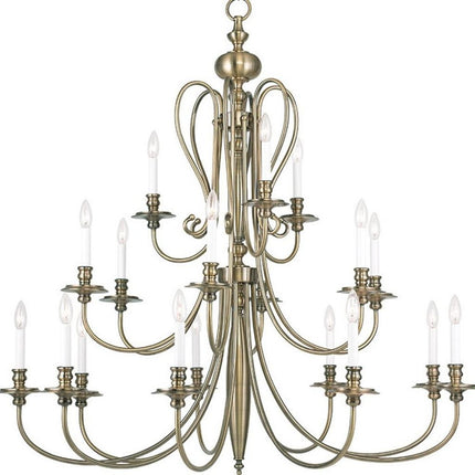 Antiqued Brass Multi Light Metal Dimmable Chandelier With Shades