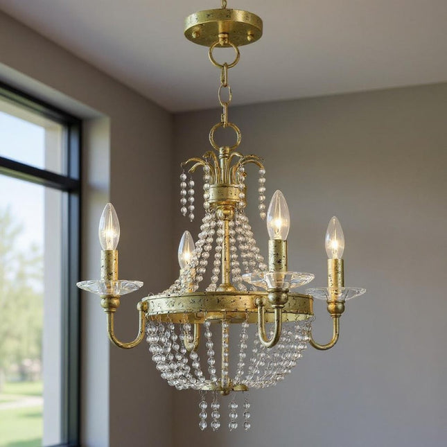 Four Light Dimmable Chandelier With Shades HomeRoots