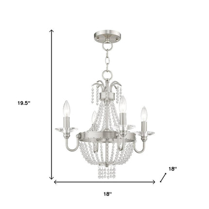 Nickel Four Light Metal Dimmable Chandelier With Shades